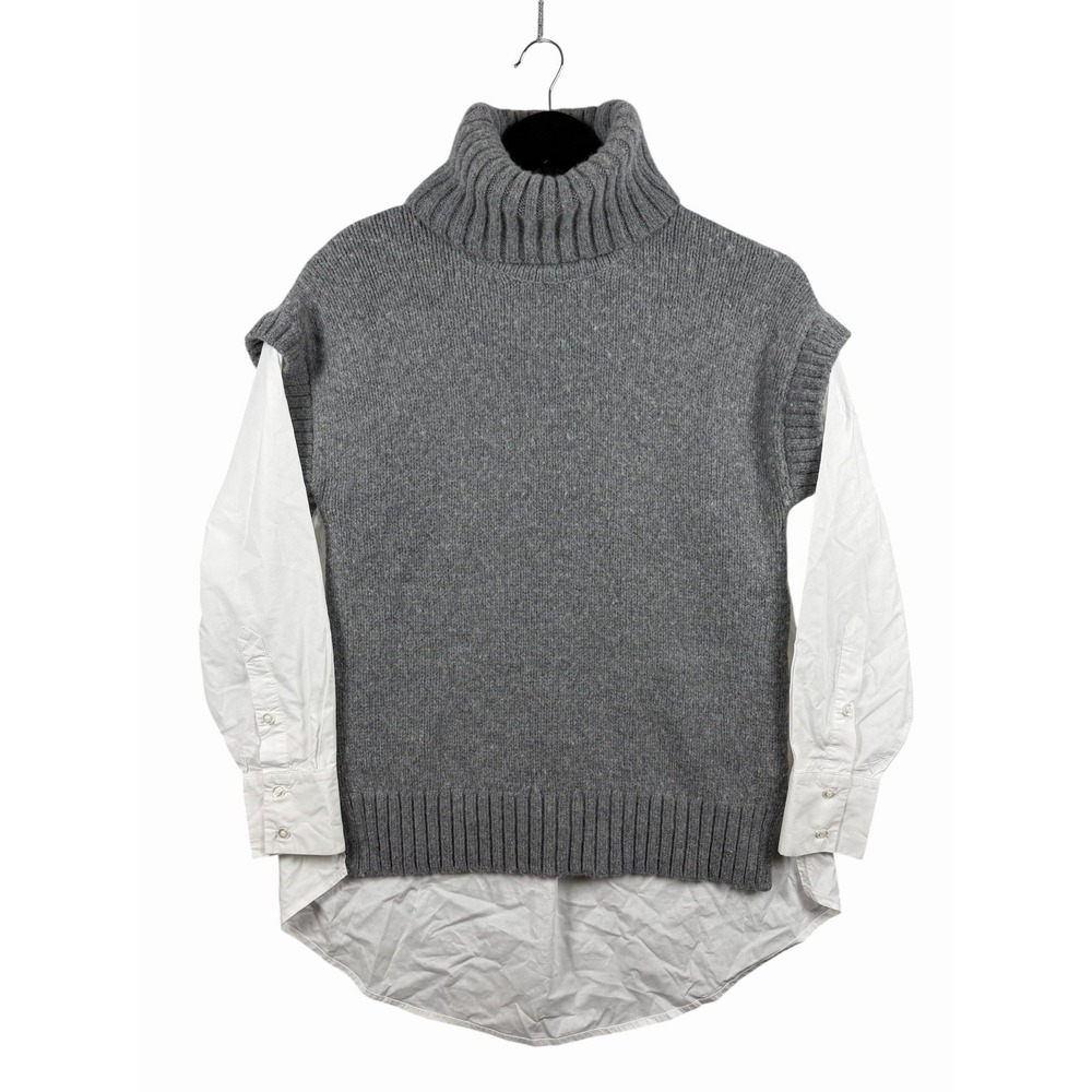 Reiss Avery Sweater Jumper Shirt Wool Blend Women's Sz XS in Gray/White